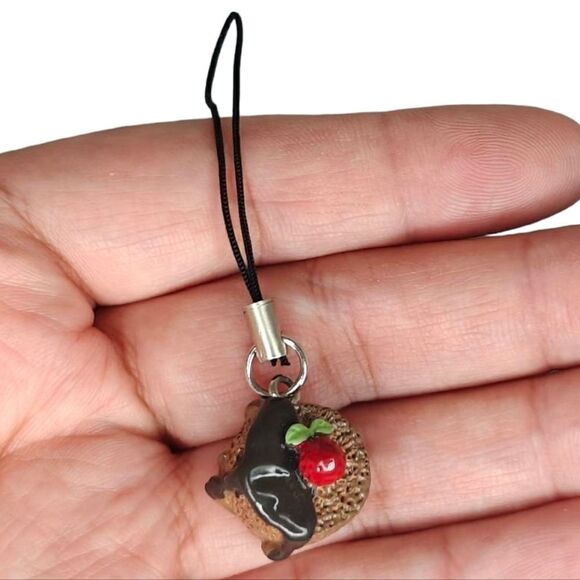 Chocolate Cake Strawberry Topped Keychain - Picture 1 of 1